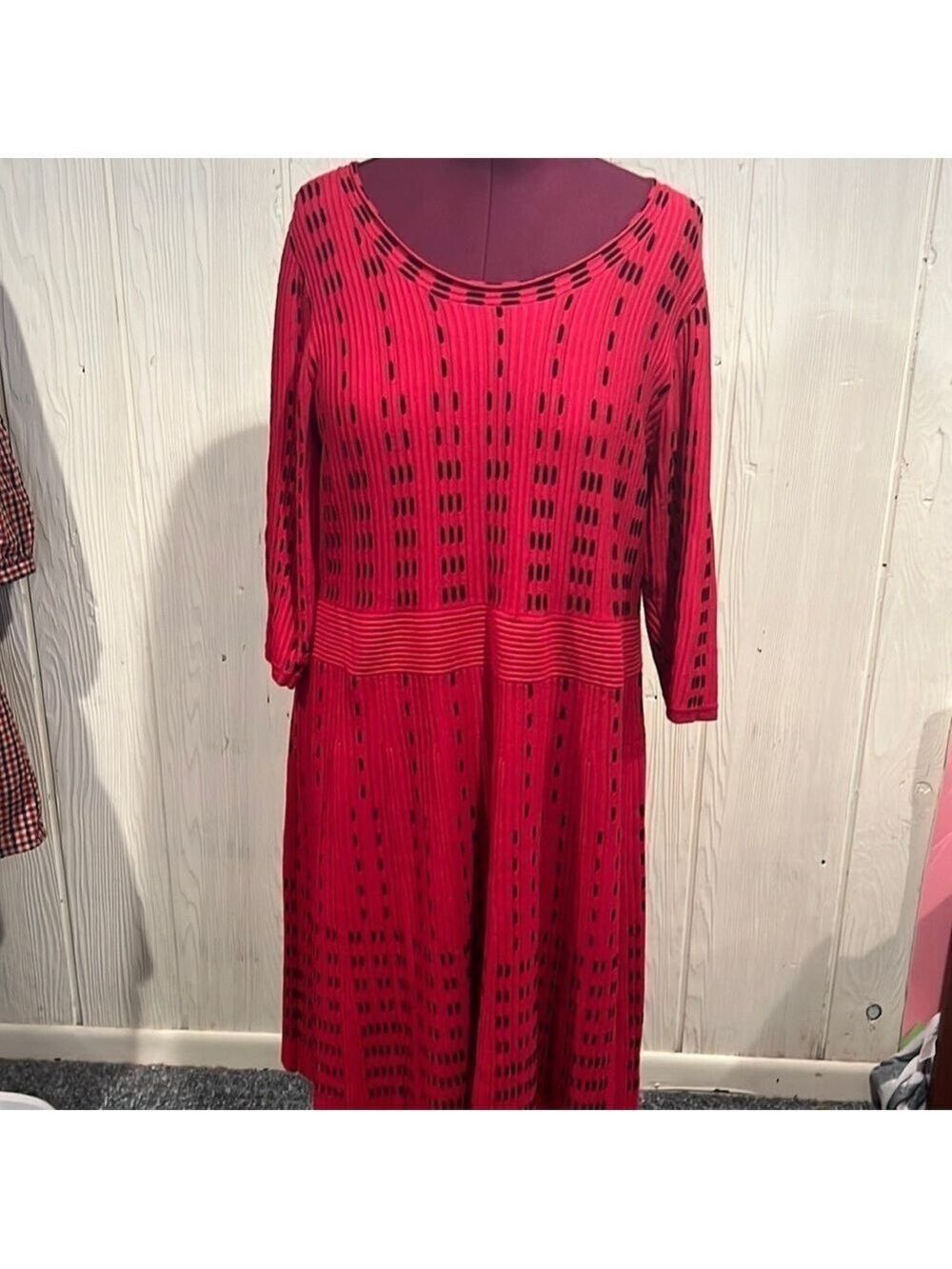Lane Bryant Red and Black Knit Fit and Flare Dress 22/24